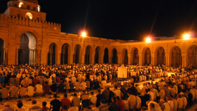 Priere de Tarawih dans la Grande Mosquee de Kairouan. Ramadan 2012