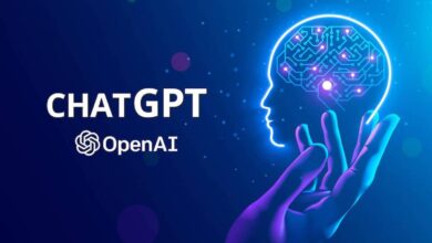 image of hand holding an ai face looking at the words chatgpt openai