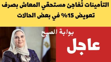 التأمينات تُفاجئ مستحقي المعاش بصرف تعويض 15% في بعض الحالات
