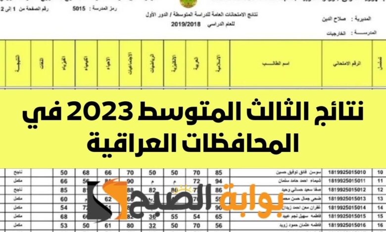 نتائج الثالث المتوسط 2023 الدور الاول في العراق