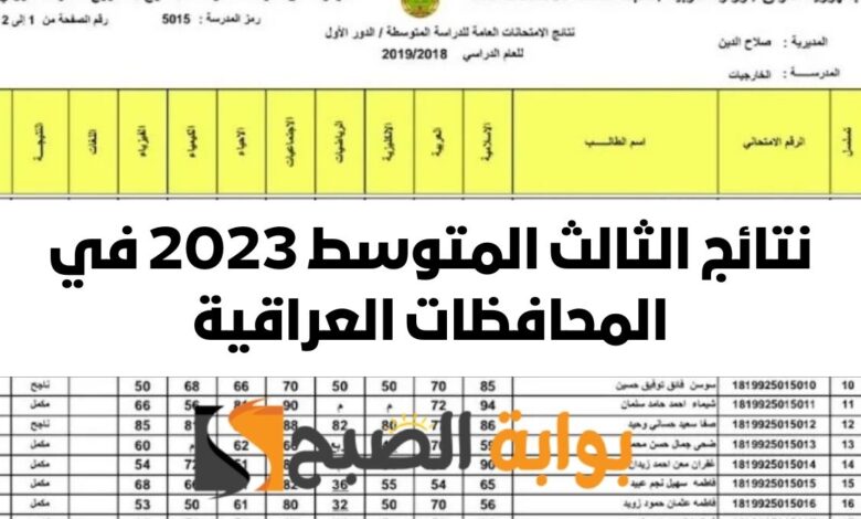 رابط استعلام نتائج الصف الثالث المتوسط 2023 الدور الأول جميع المحافظات عبر موقع وزارة التربية العراقية 1 نتائج الثالث المتوسط 2023 الدور الاول في العراق
