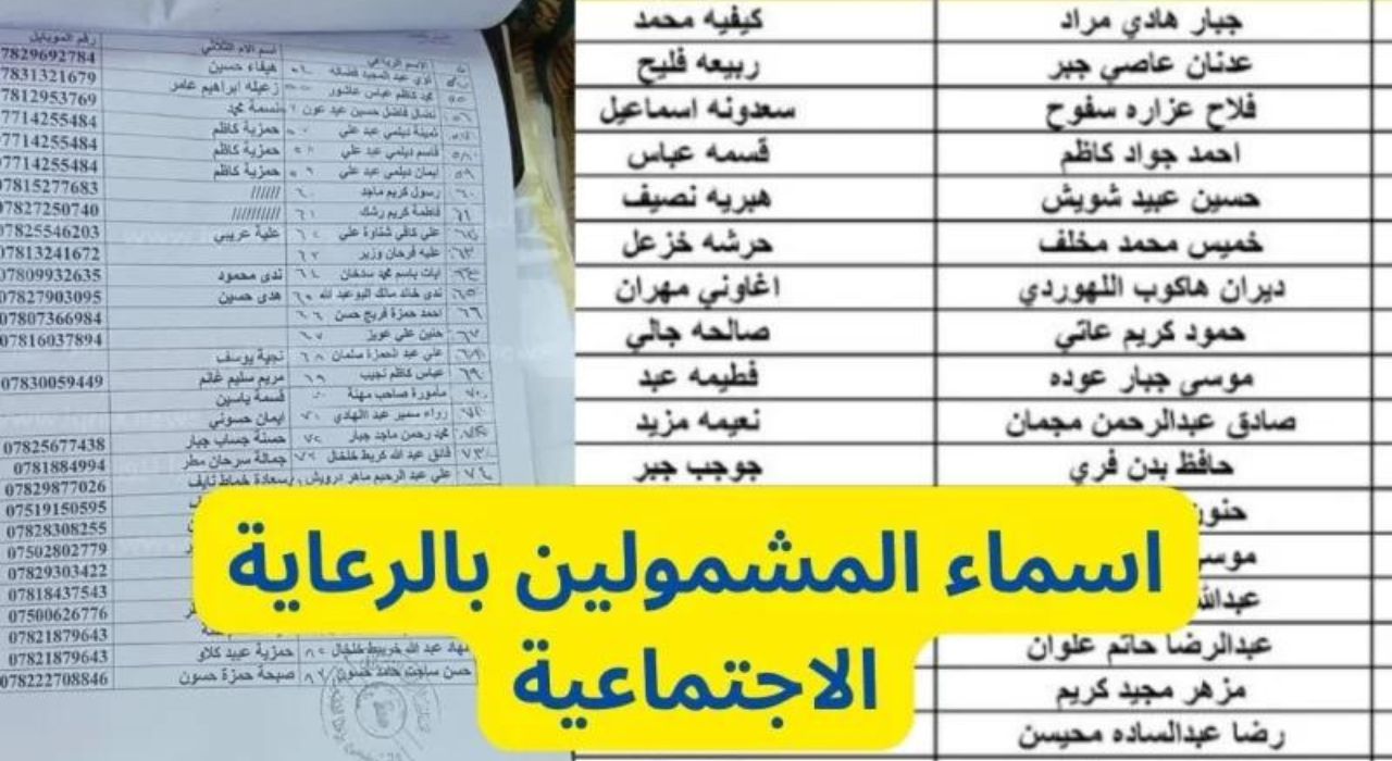 اسماء المشمولين في الرعاية الاجتماعية بالعراق