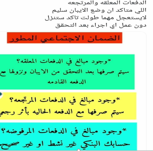 موعد صرف المبالغ المرتجعة للضمان الاجتماعي  كيفية الاستعلام عن قبول التسجيل