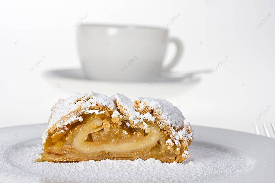 pngtree icing sugartopped apple strudel upclose powdered baked flavor photo image 822953