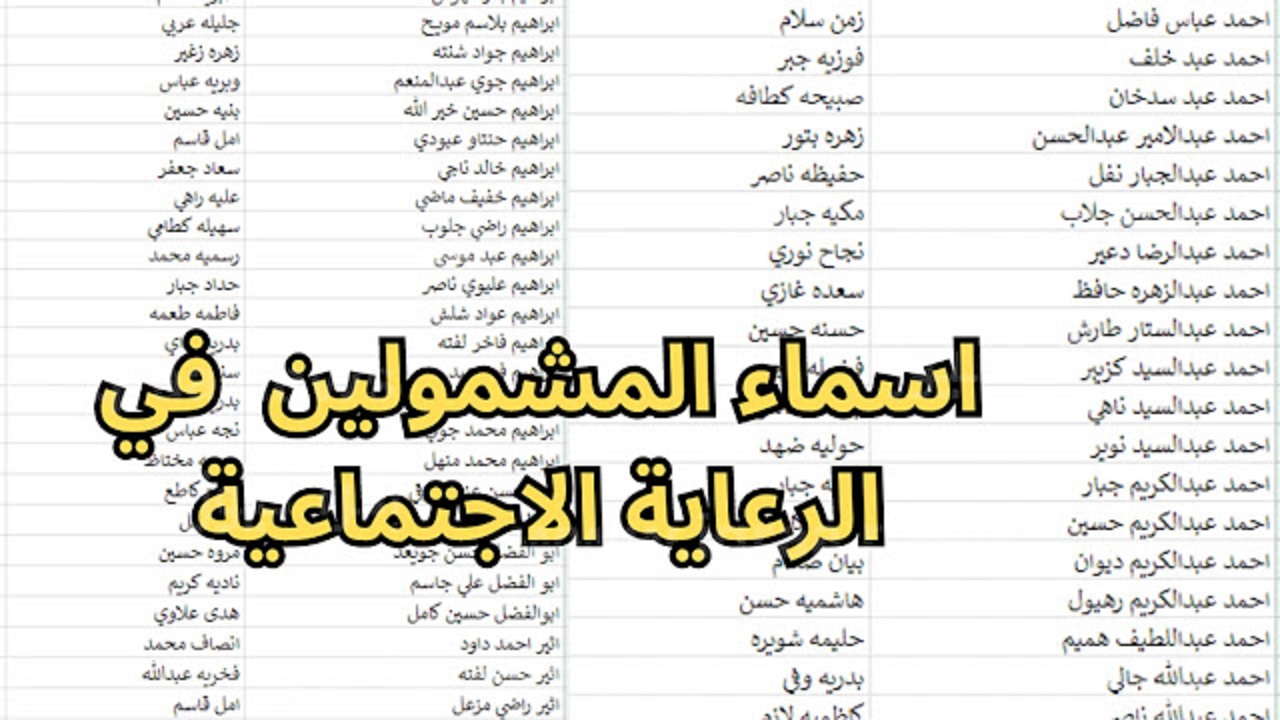 اسماء المشمولين بالرعاية الاجتماعية