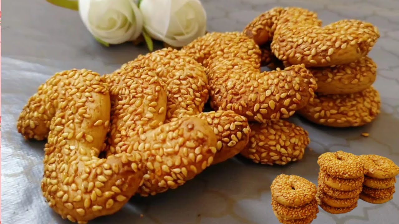 طريقة عمل بسكوت السمسم اللذيذ سهل وسريع ومذاقه جميل لا يقاوم