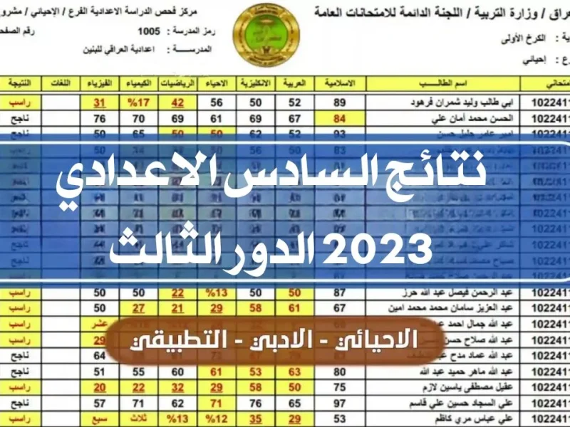 نتائج السادس الاعدادي 2023 الدور الثالث 1 800x600 2