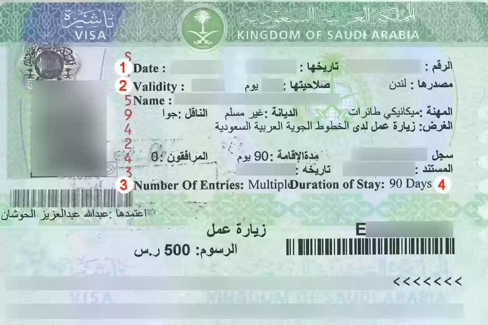 تأشيرة زيارة برقم الجواز