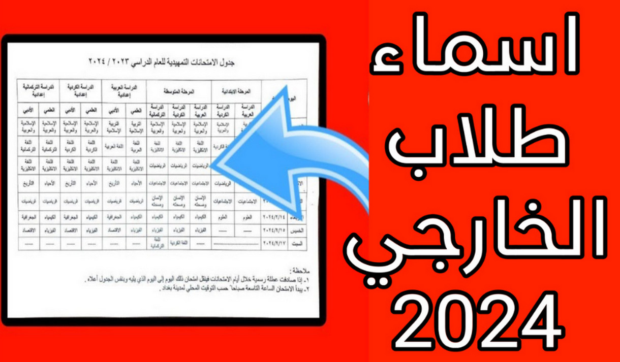 اسماء طلاب الخارجي 2024 وزارة التربية العراقية