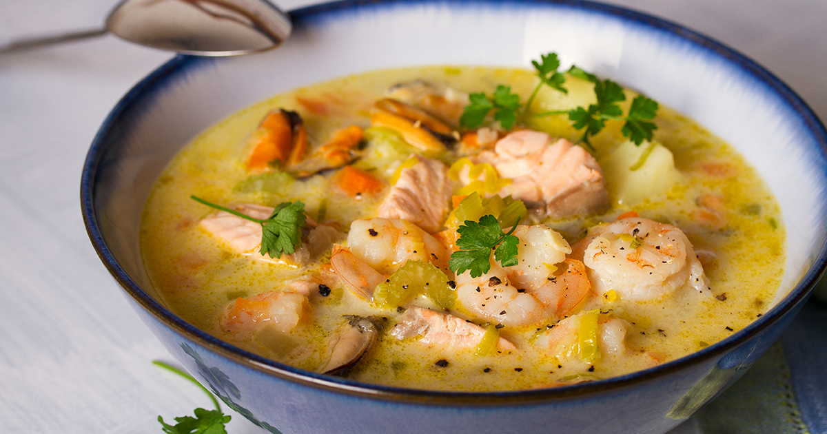 طريقة عمل شوربة السي فود