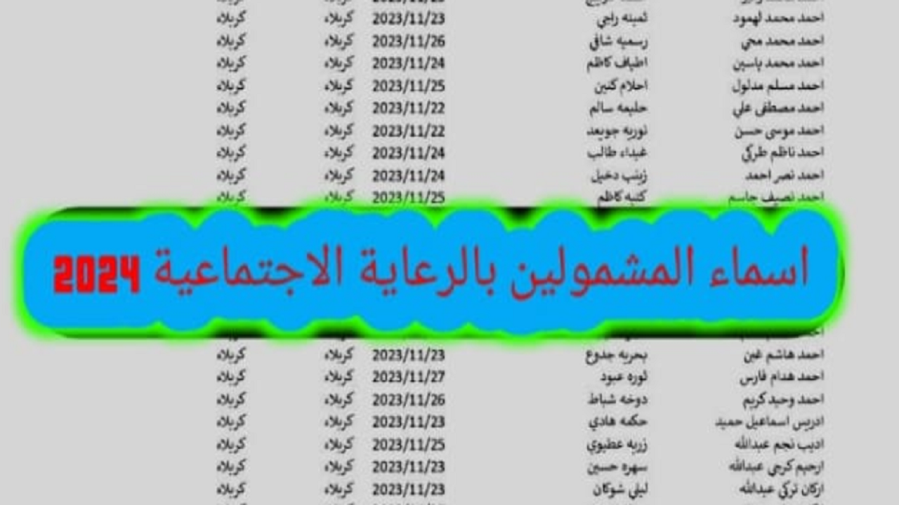 أسماء المشمولين بالرعاية الاجتماعية