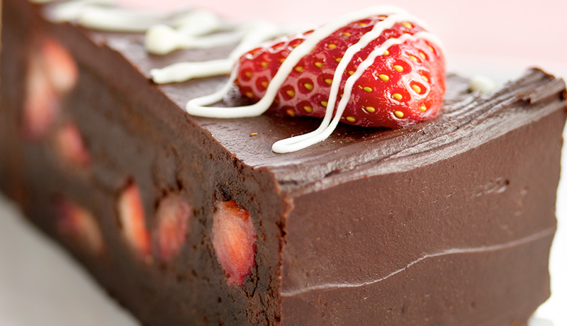 fudge strawberry truffle cake