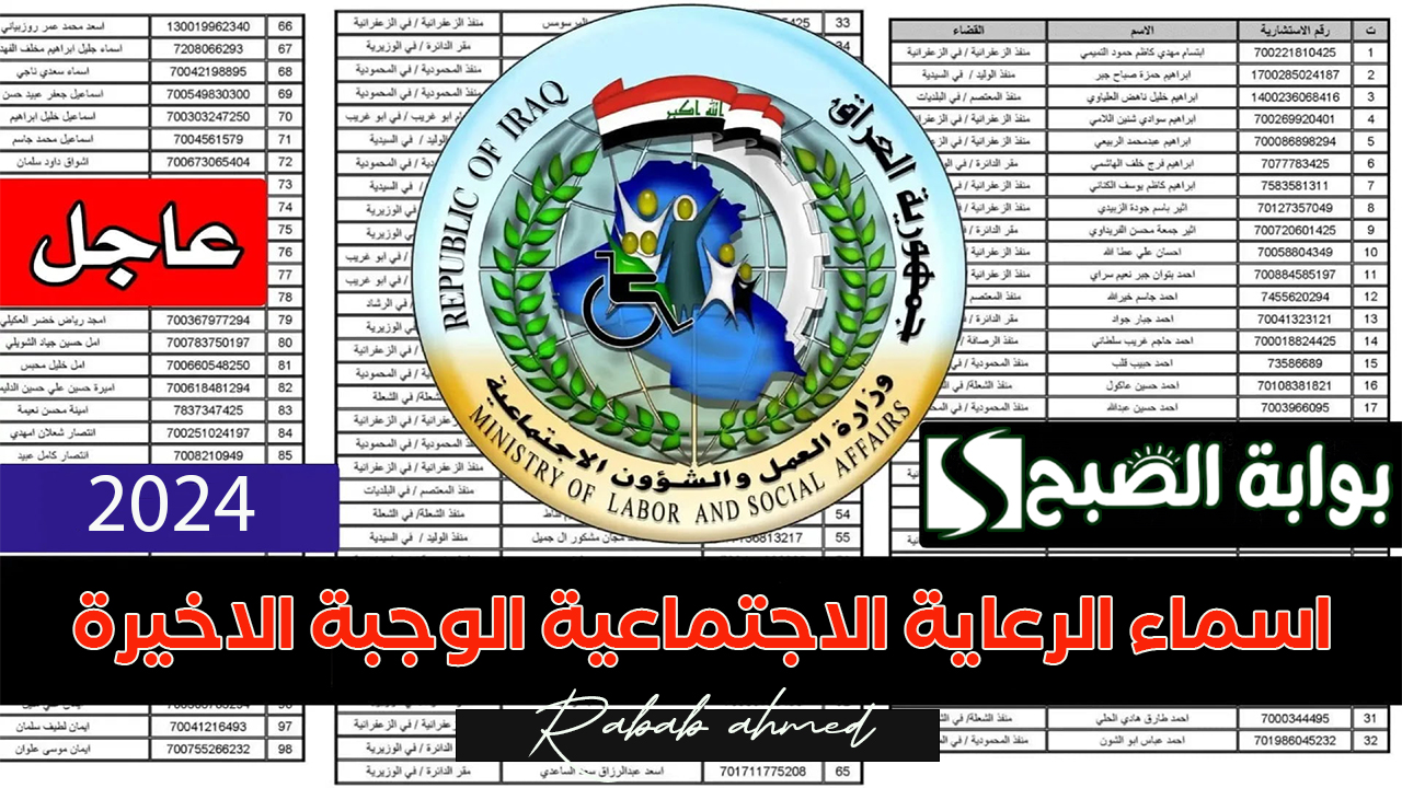 اسماء الرعاية الاجتماعية الوجبة الاخيرة