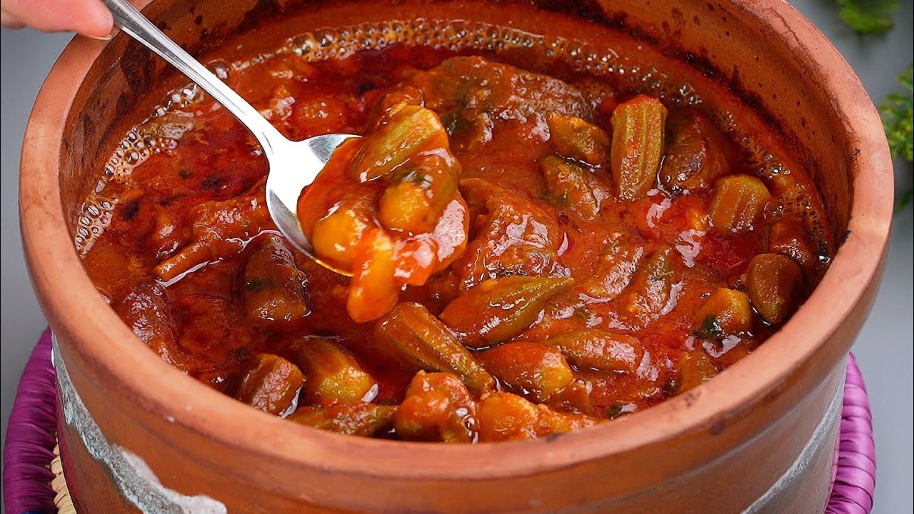 طاجن البامية باللحمة