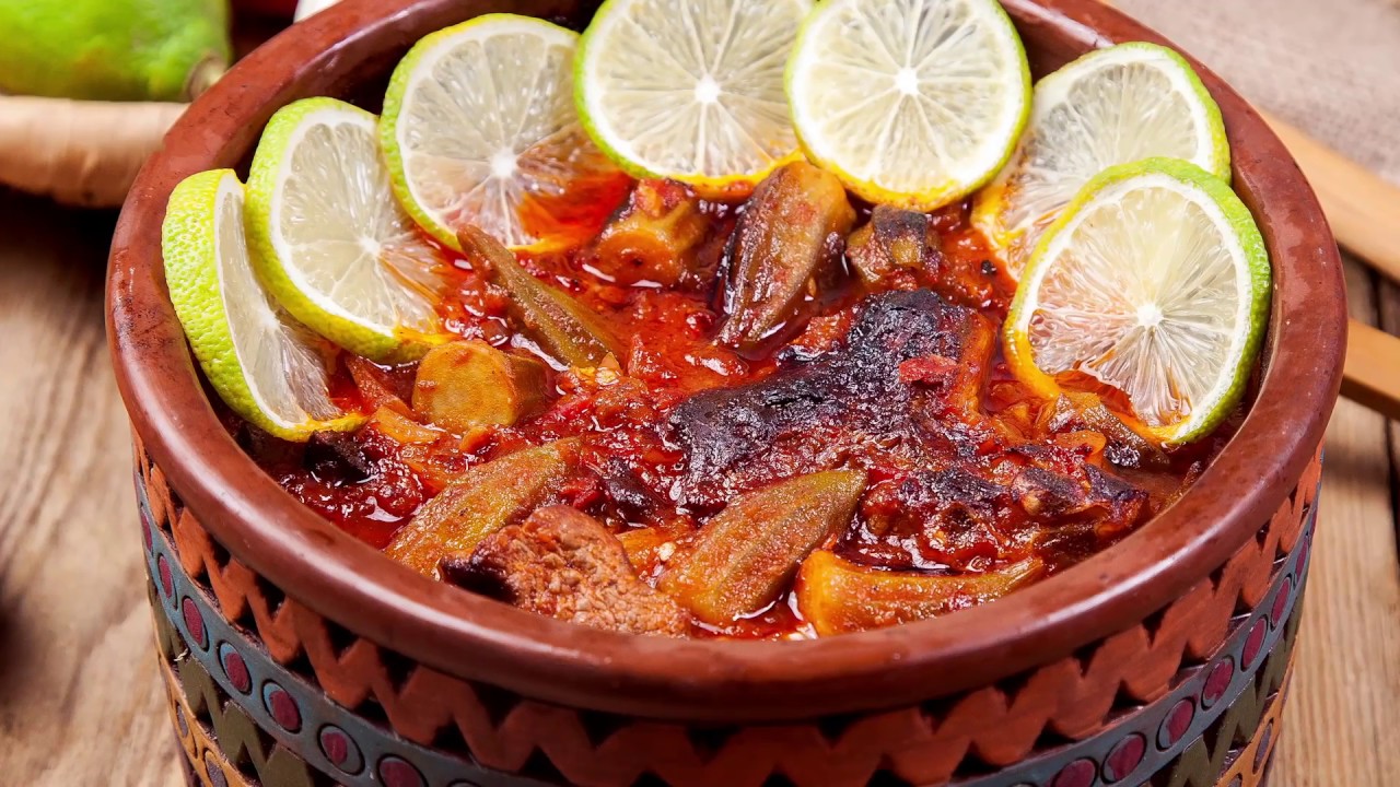 طاجن البامية باللحم الضأن