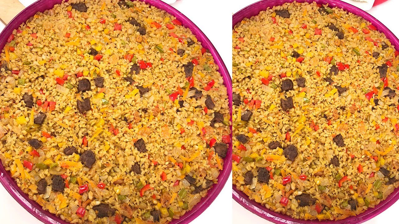 طريقة عمل طاجن الفريك بالمكسرات