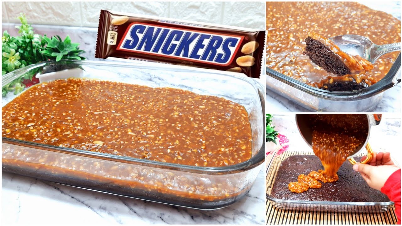 طريقة عمل كيكة السنيكرز بمكونات سهلة