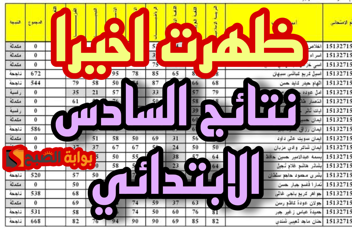 نتائج السادس الابتدائي