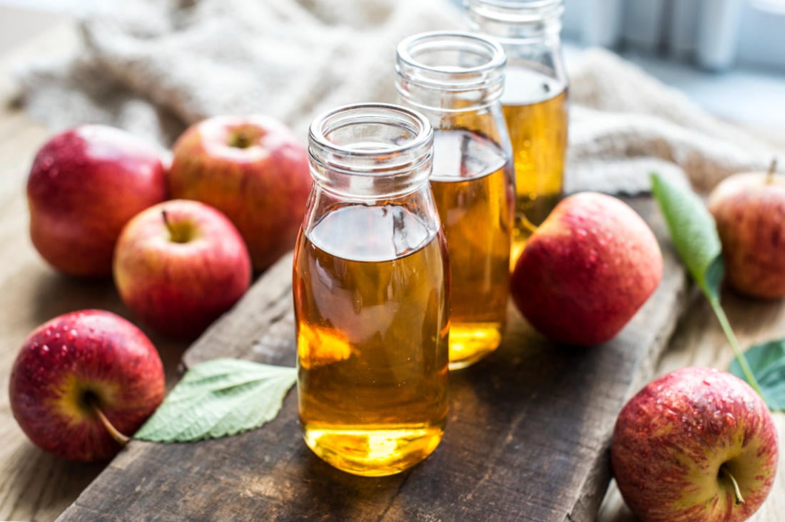 fresh apple juice close up shot