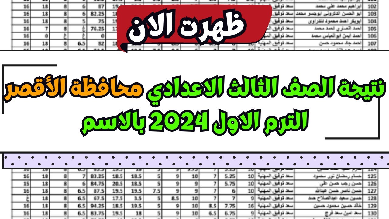 نتيجة الصف الثالث الاعدادي الاقصر 2024