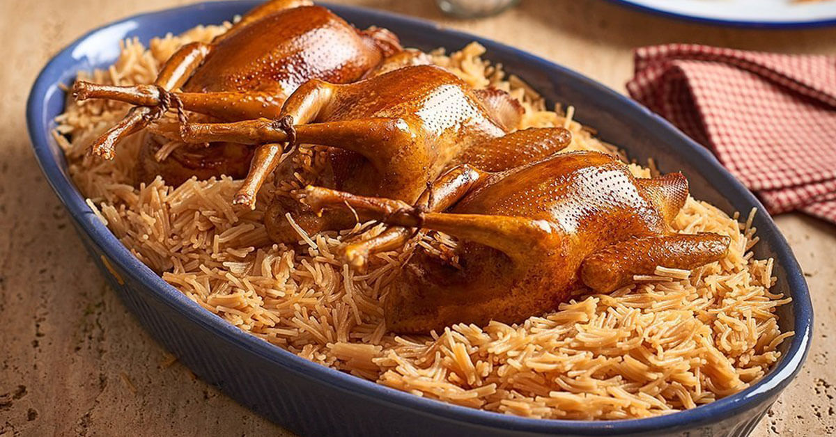 الحمام المحشي بالأرز