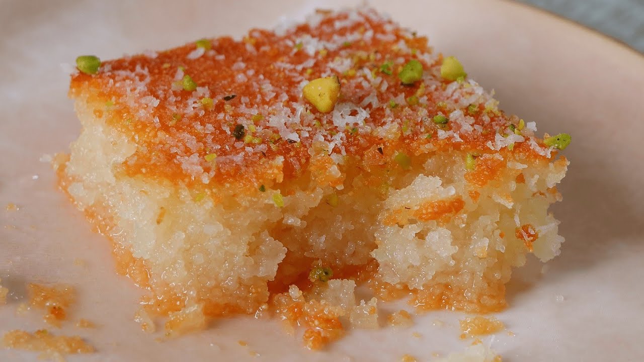 بسبوسة الحليب الساخن