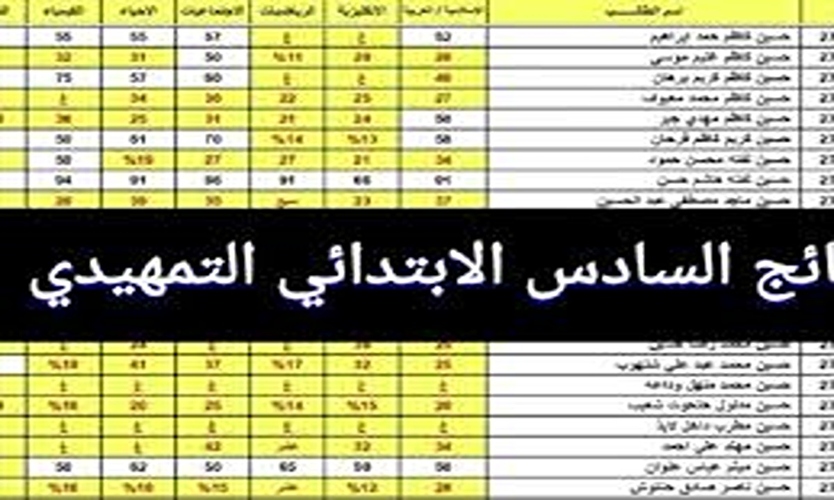 نتائج التمهيدي الصف السادس الابتدائي 2024 العراق