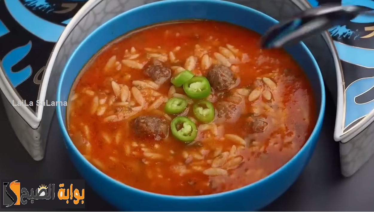 شوربة لسان العصفور بكرات اللحم