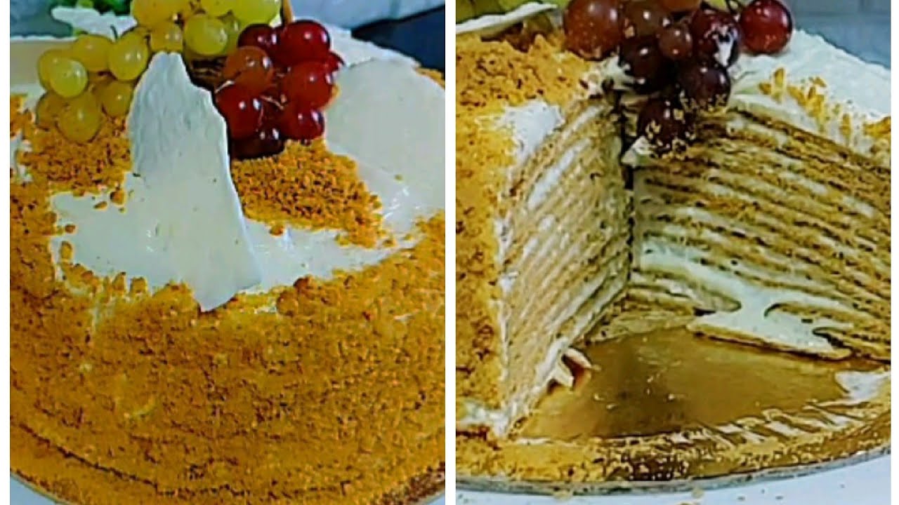 طريقة عمل كيكة العسل بالكريمة بمكونات سهلة