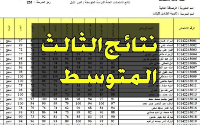 نتائج الثالث متوسط epedu.gov.iq وزارة التربية العراقية