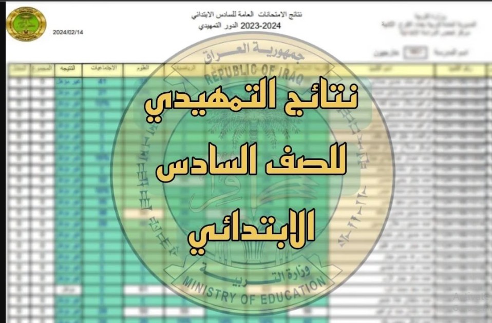 نتائج السادس الابتدائي التمهيدي 2024 pdf