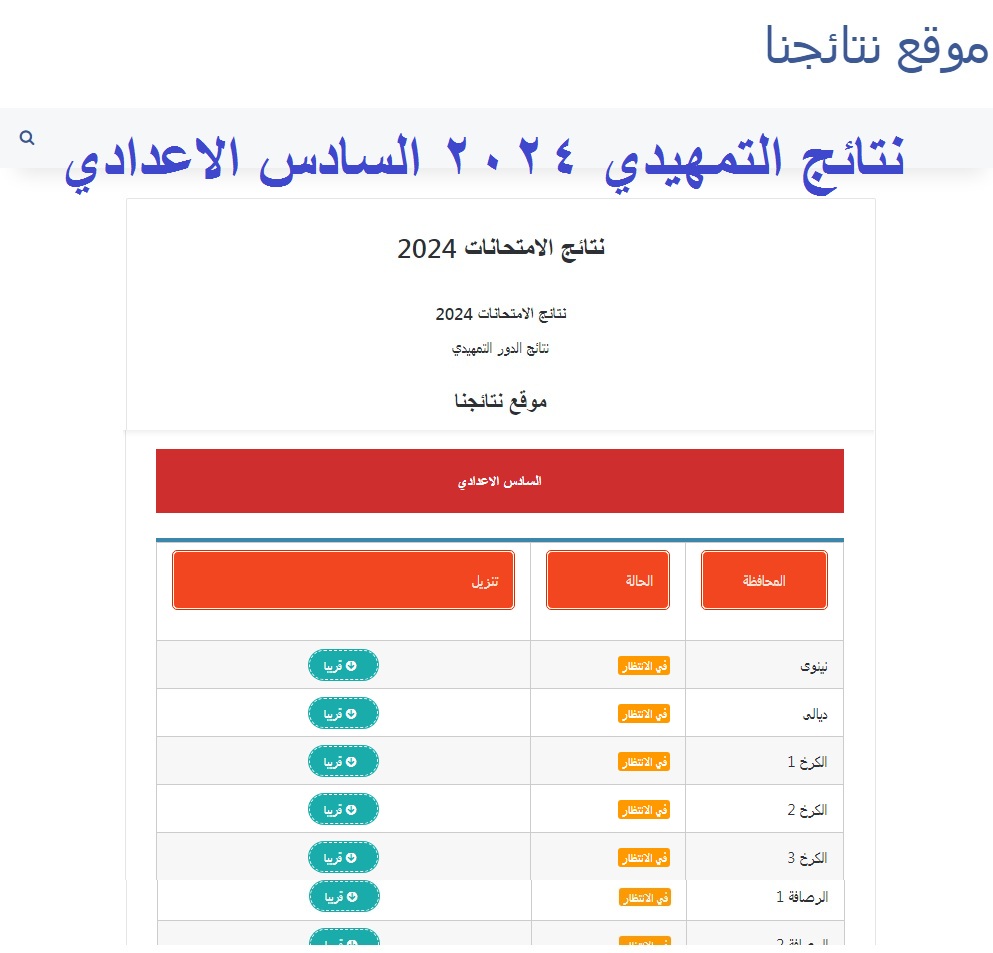 نتائج السادس الاعدادي التمهيدي 2024