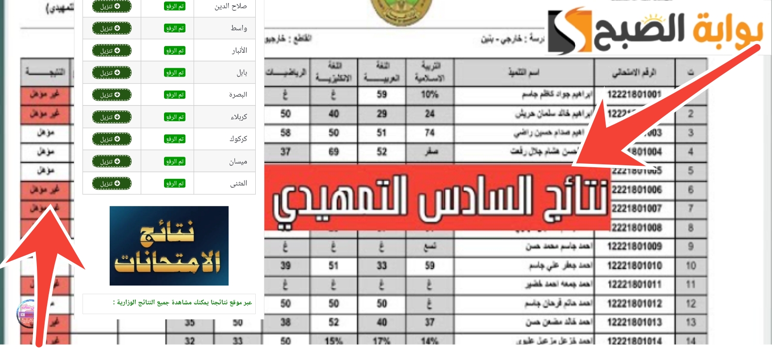 نتائج السادس التمهيدي