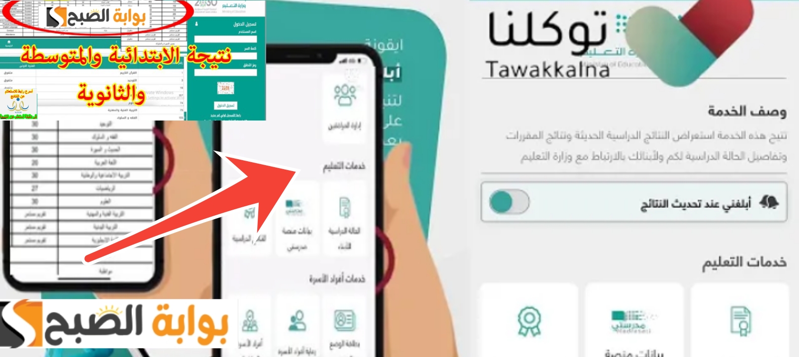نتائج الطلاب عبر تطبيق توكلنا