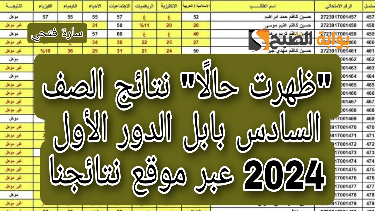 "ظهرت حالًا" نتائج الصف السادس بابل الدور الأول 2024 عبر موقع نتائجنا