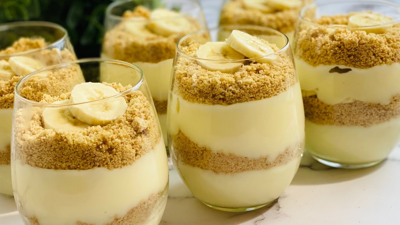 طريقة عمل حلى بارد بالموز والكاسترد أحلى من المحلات