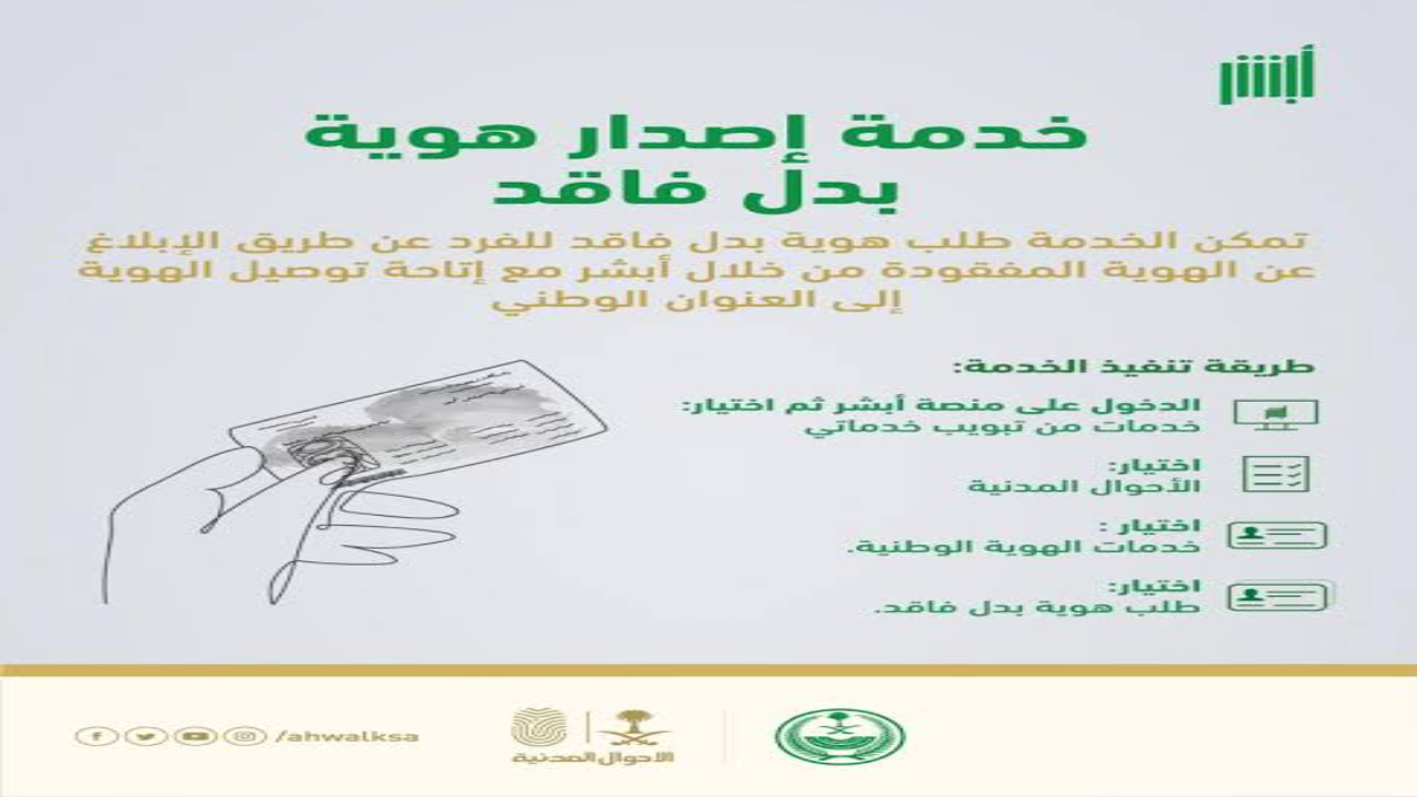 إصدار بدل فاقد للهوية الوطنية إلكترونياً