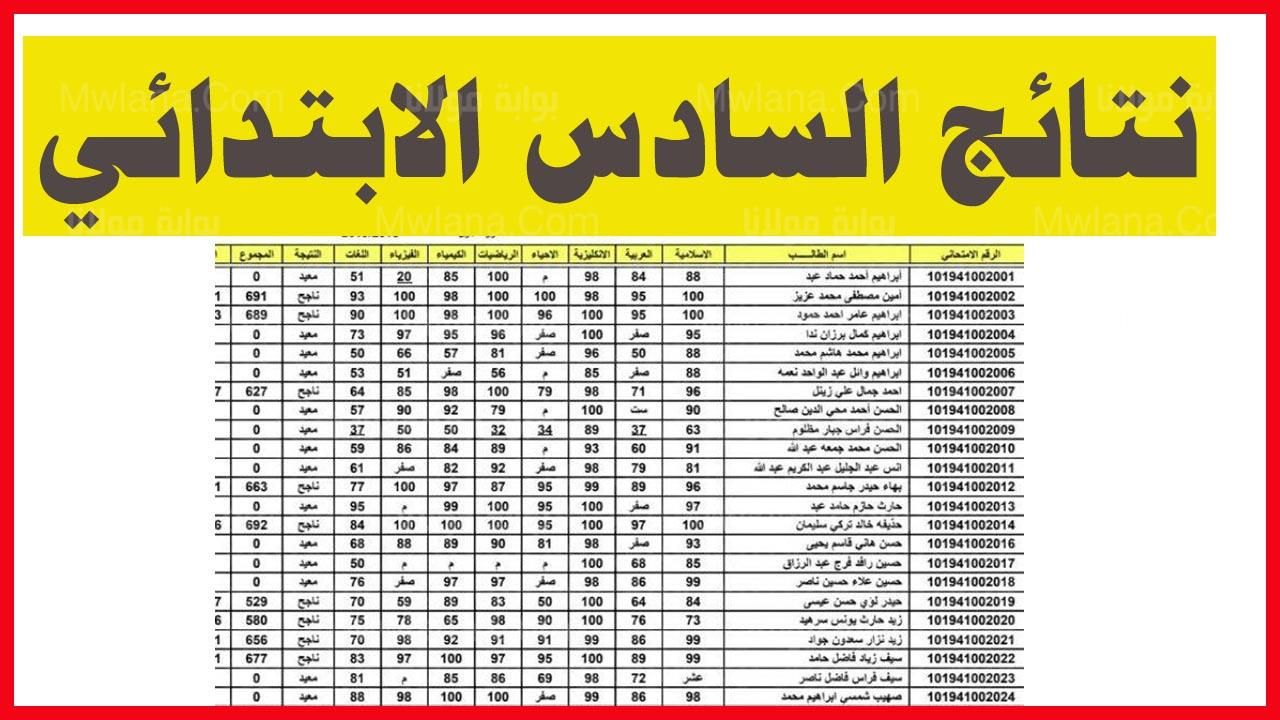 Enquiry PDF استعلام نتيجة السادس الابتدائي العراقي دور أول| نينوى - البصرة - ذي قار وكامل المحافظات