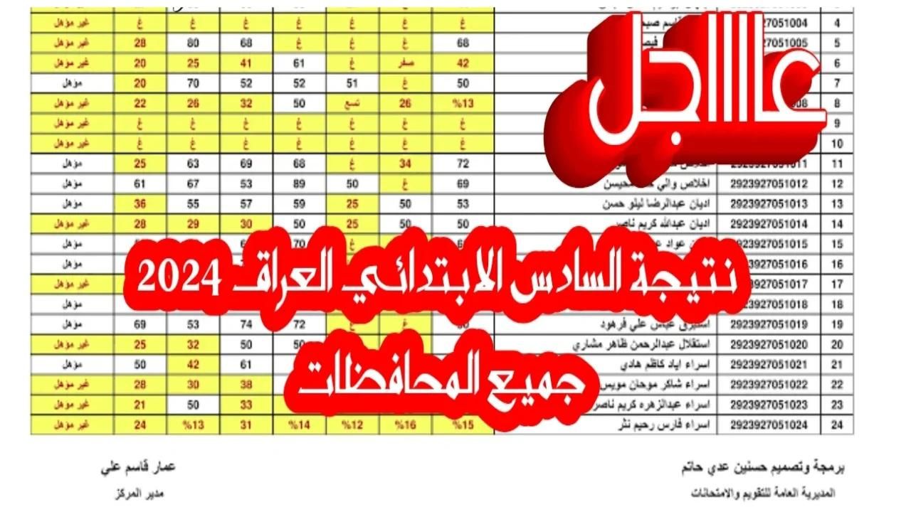 الاستعلام عن نتائج الصف السادس الابتدائي في العراق