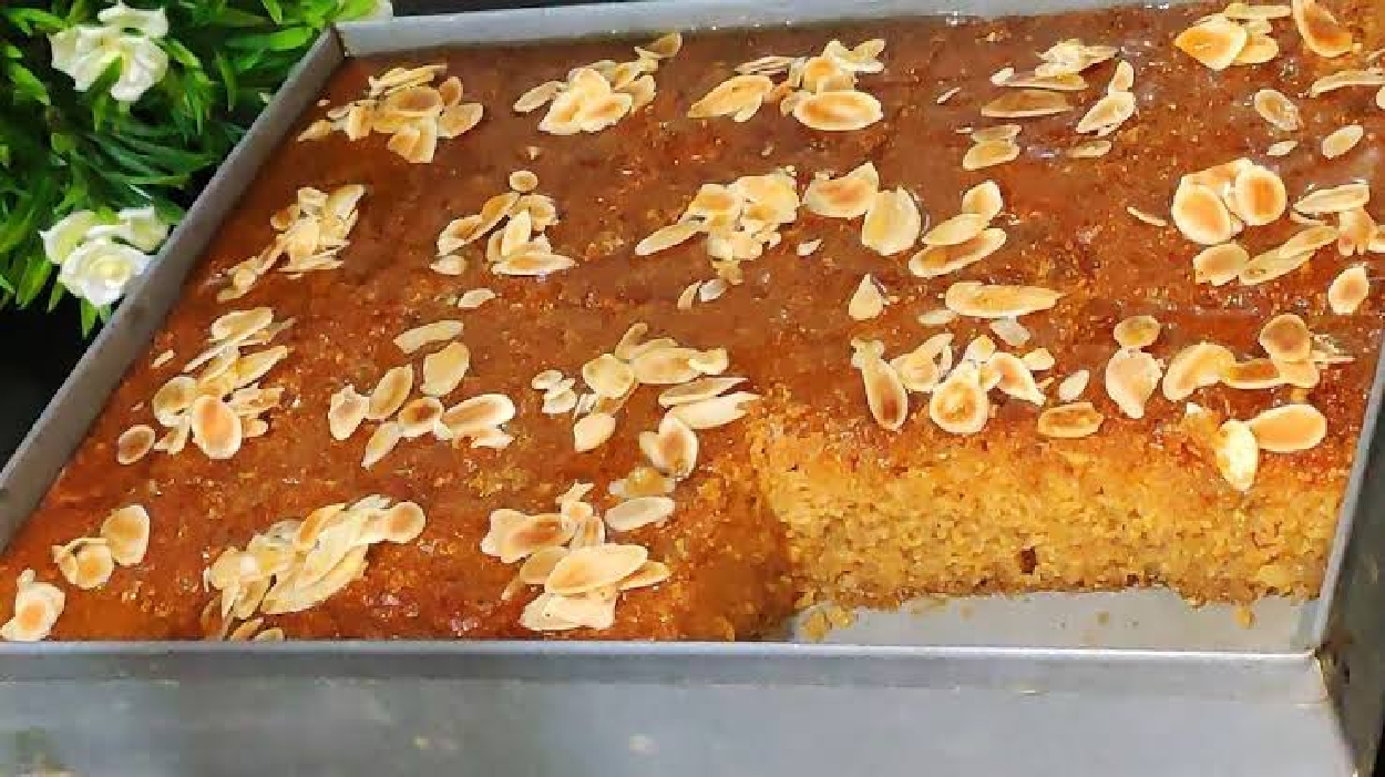 بسبوسة السميد بالزبادي مرملة زي الجاهزة