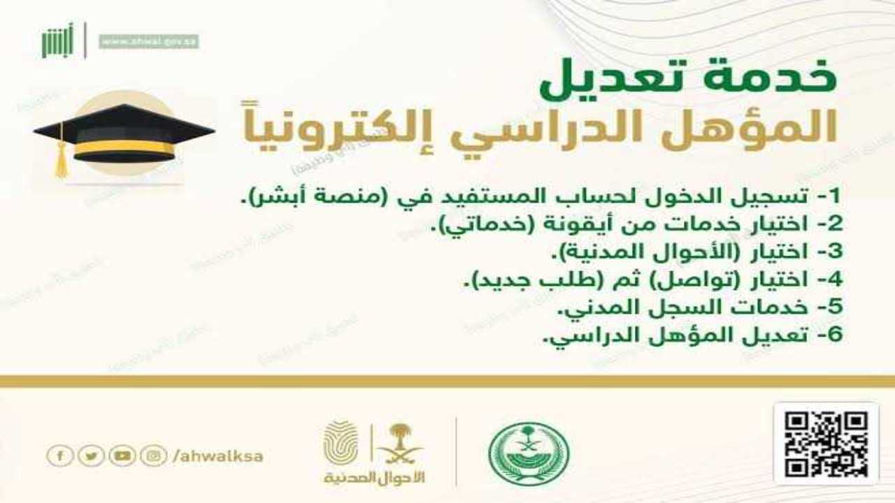تعديل المؤهل الدراسي عبر أبشر