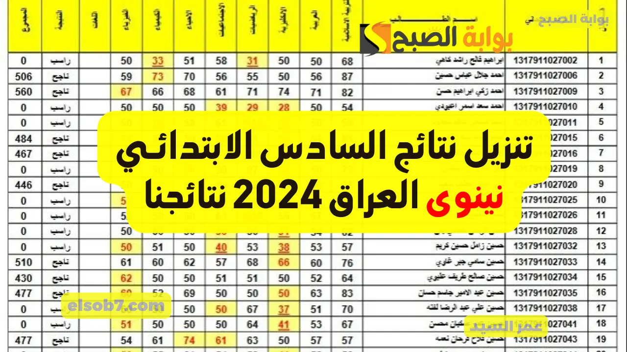 تنزيل نتائج السادس الابتدائي نينوى العراق 2024 نتائجنا pdf