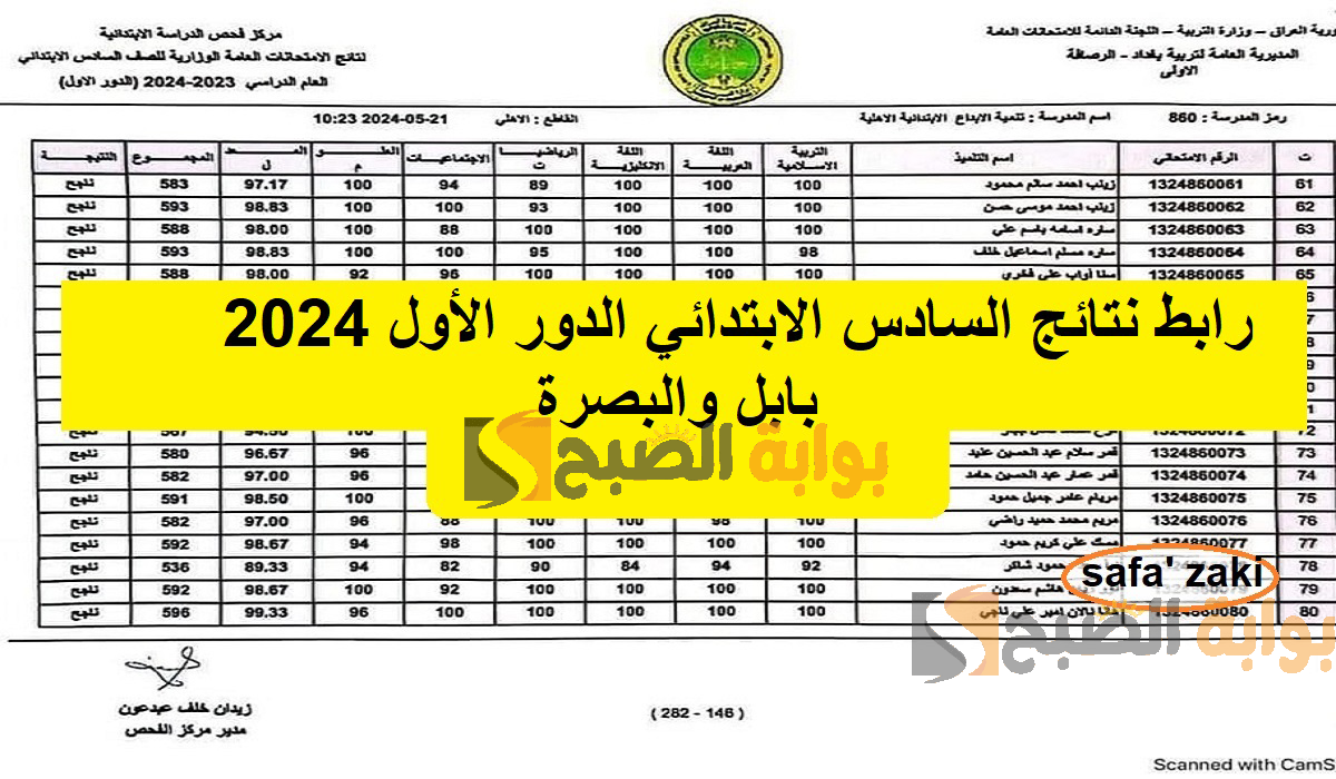 رابط نتائج السادس الابتدائي الدور الأول 2024 بابل والبصرة