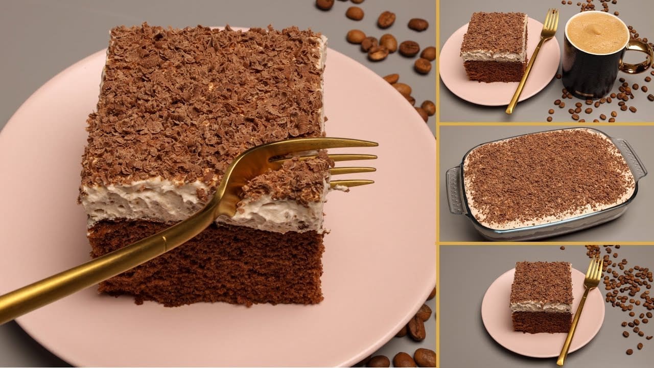 طريقة عمل كيكة القهوة بصوص النسكافية