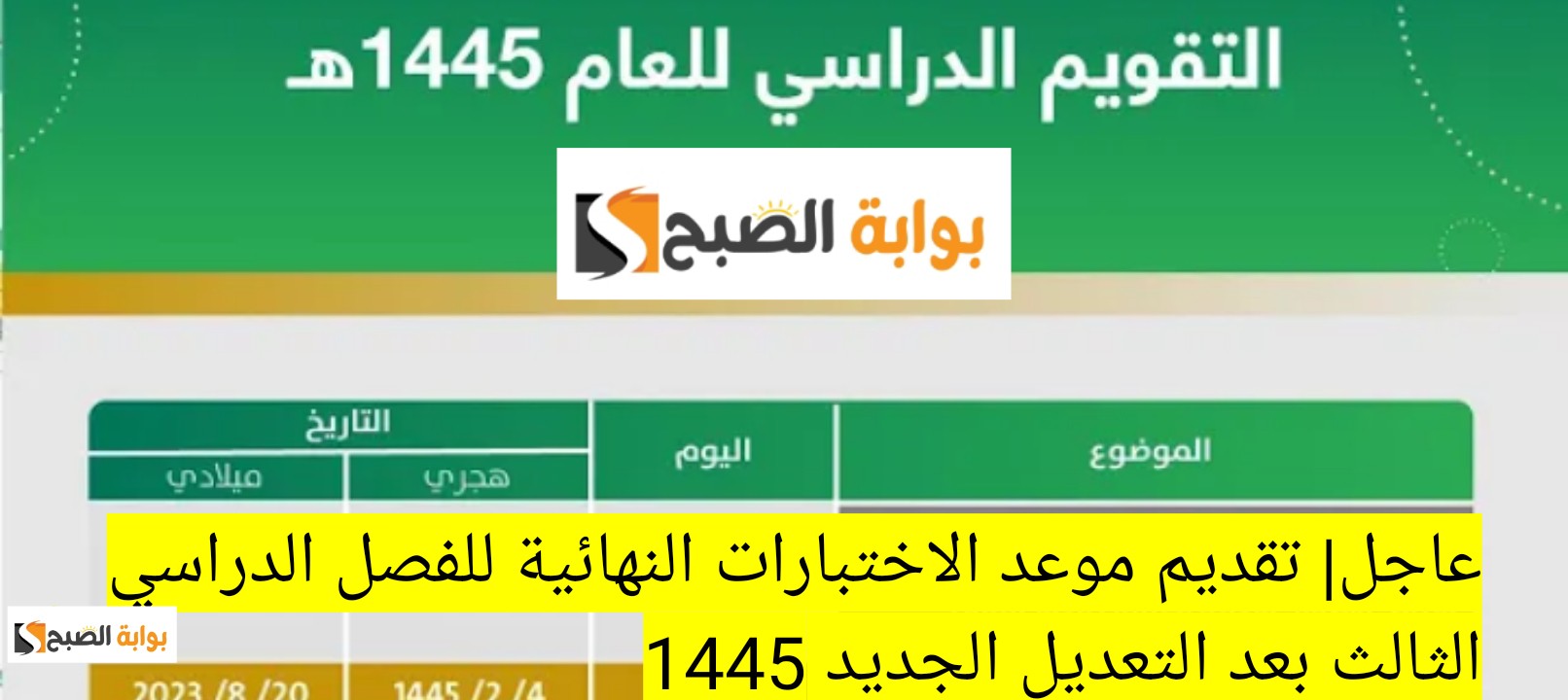عاجل تقديم موعد الاختبارات النهائية للفصل الدراسي الثالث بعد التعديل الجديد 1445