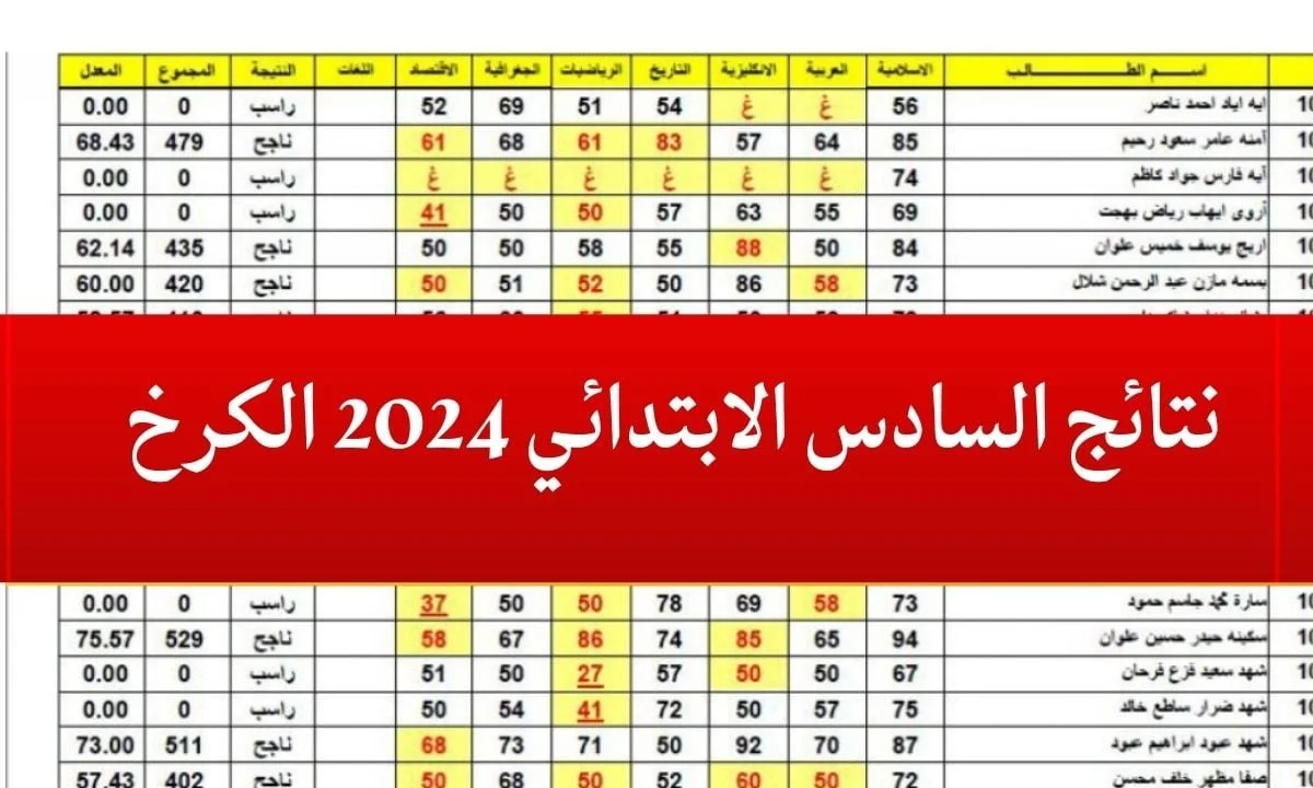 ظهرت رسمياً الآن.. نتائج السادس الابتدائي 2024 الكرخ الثالثة بالرقم الامتحاني PDF