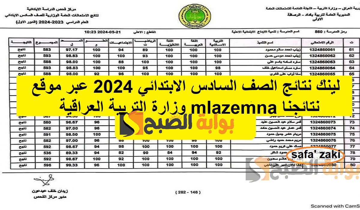 لينك نتائج الصف السادس الابتدائي 2024 عبر موقع نتائجنا mlazemna وزارة التربية العراقية