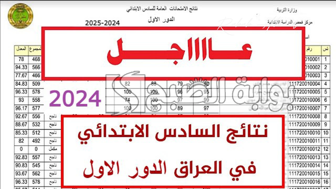 نتائج السادس ابتدائي 2024 الدور الاول