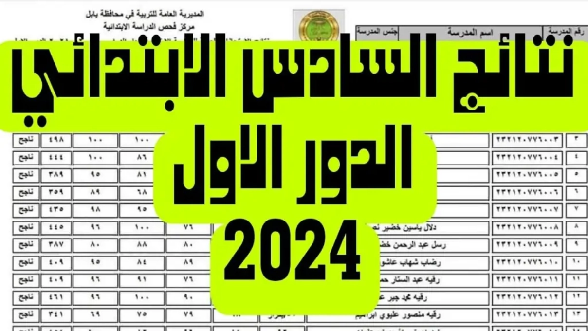 نتائج السادس ابتدائي 2024