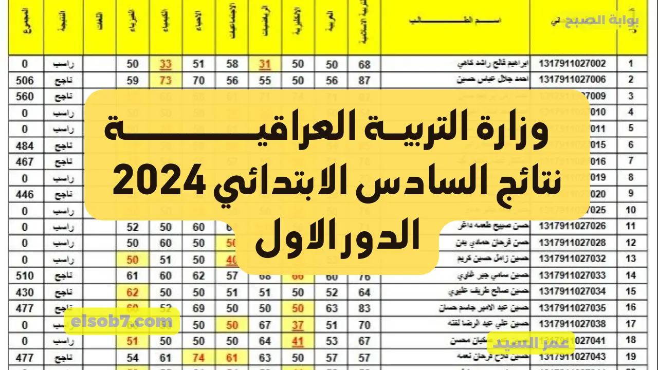 نتائج السادس الابتدائي 2024 1
